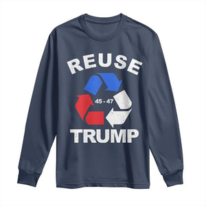 Funny Trump Garbage 2024 Long Sleeve Shirt Reuse Trump 45-47 TS11 Navy Print Your Wear