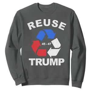 Funny Trump Garbage 2024 Sweatshirt Reuse Trump 45-47 TS11 Dark Heather Print Your Wear