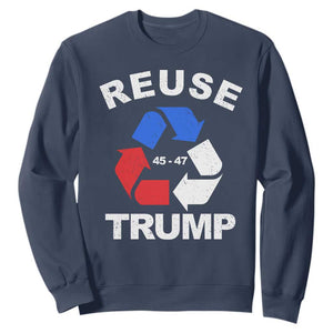 Funny Trump Garbage 2024 Sweatshirt Reuse Trump 45-47 TS11 Navy Print Your Wear