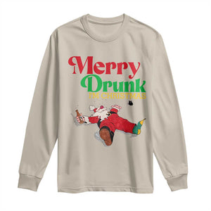 Funny Christmas Beers Long Sleeve Shirt Merry Drunk I'm Christmas Santa TS11 Sand Print Your Wear