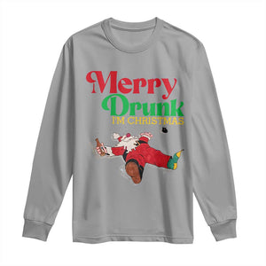 Funny Christmas Beers Long Sleeve Shirt Merry Drunk I'm Christmas Santa TS11 Sport Gray Print Your Wear