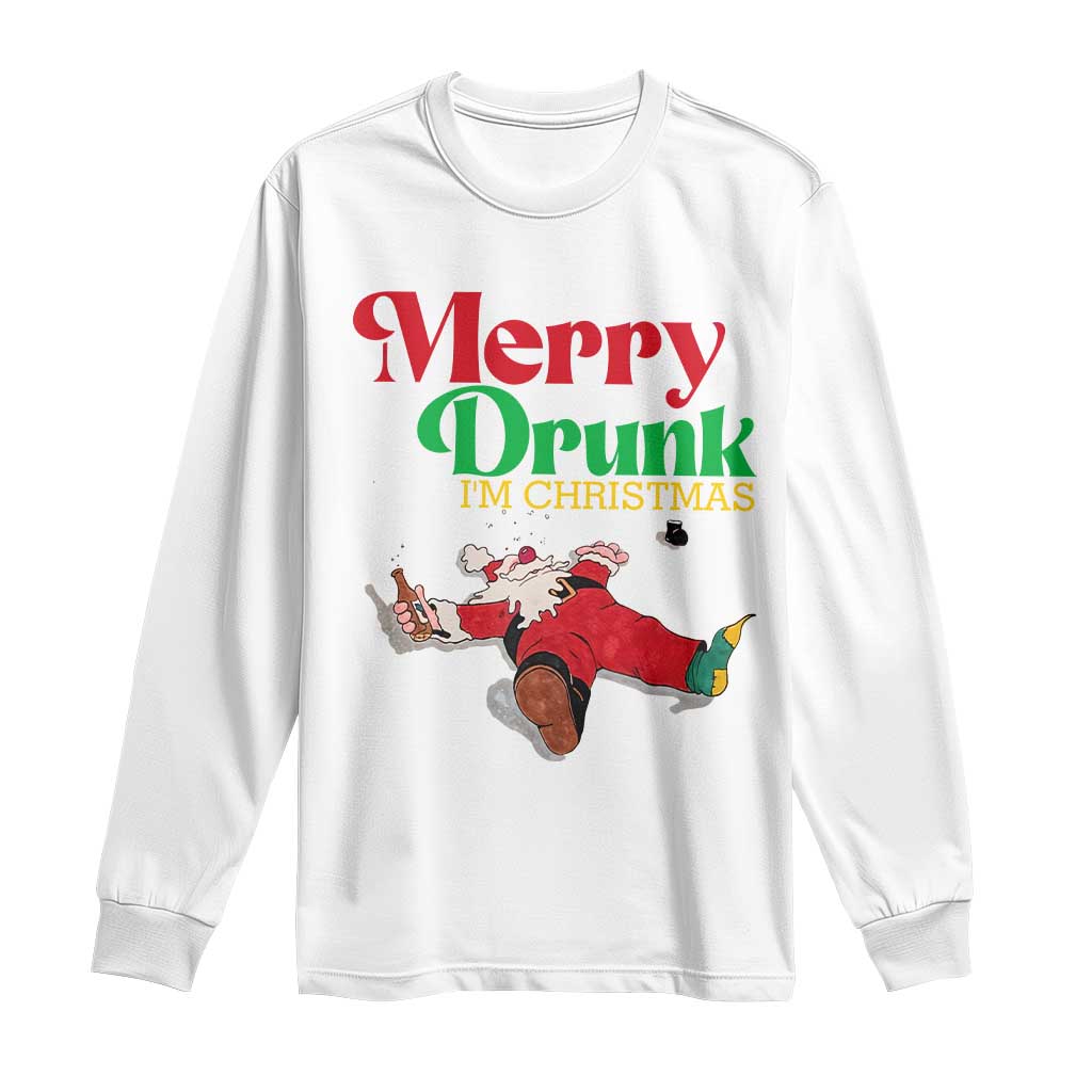 Funny Christmas Beers Long Sleeve Shirt Merry Drunk I'm Christmas Santa TS11 White Print Your Wear