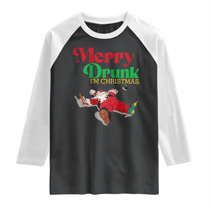 Funny Christmas Beers Raglan Shirt Merry Drunk I'm Christmas Santa TS11 Black White Print Your Wear