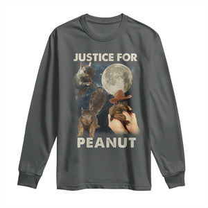 Justice For Peanut The Squirrel 2024 Moon Long Sleeve Shirt TS11 Dark Heather Print Your Wear