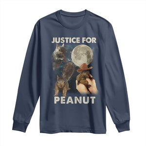 Justice For Peanut The Squirrel 2024 Moon Long Sleeve Shirt TS11 Navy Print Your Wear