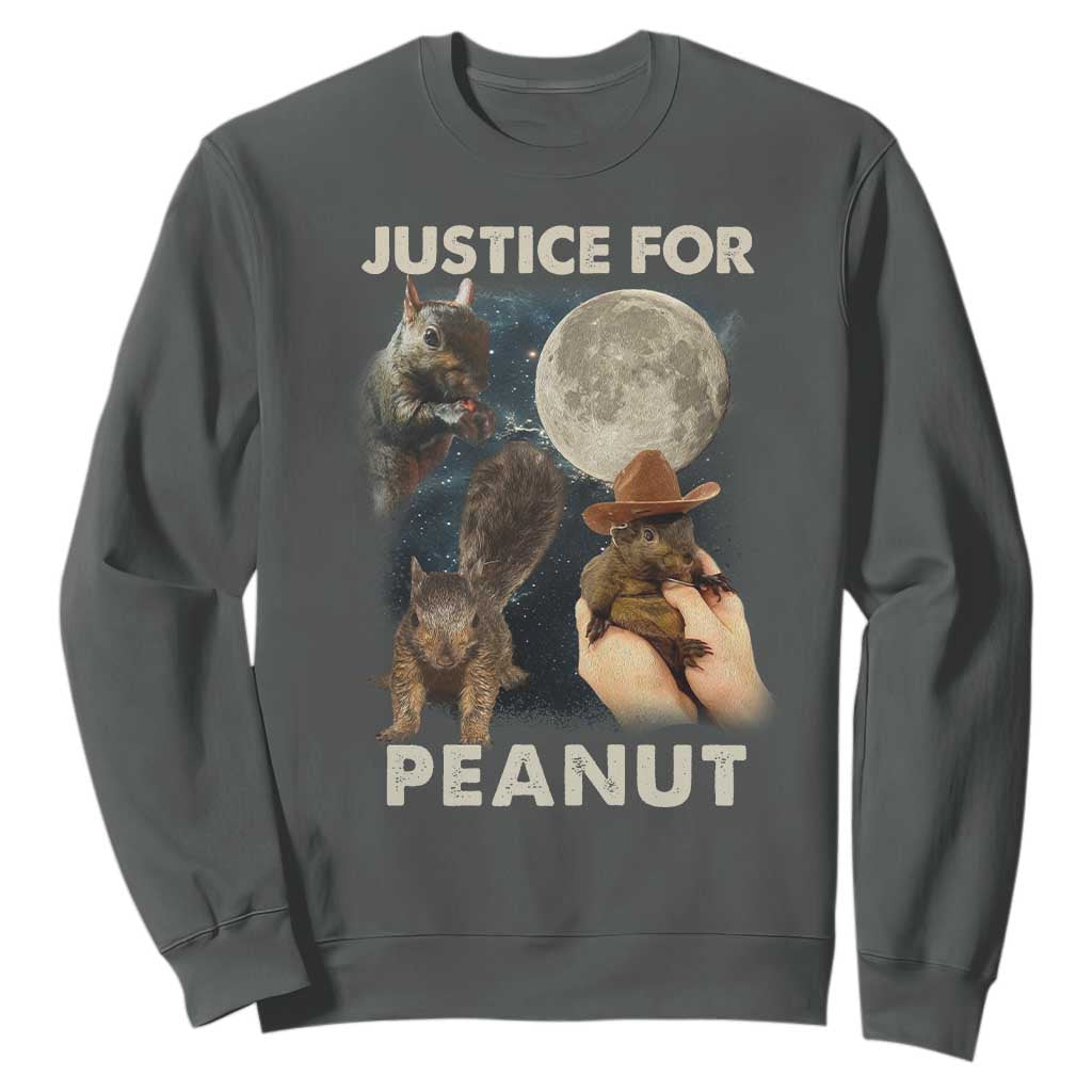 Justice For Peanut The Squirrel 2024 Moon Sweatshirt TS11 Dark Heather Print Your Wear