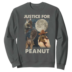 Justice For Peanut The Squirrel 2024 Moon Sweatshirt TS11 Dark Heather Print Your Wear