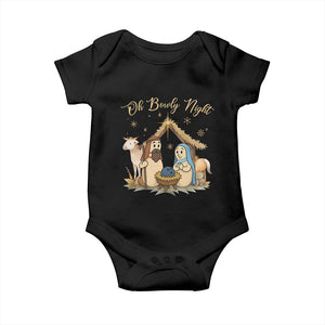 Funny Christmas Bowling Baby Onesie Oh Bowly Night Nativity Scene Bowling Pins TS11 Black Print Your Wear