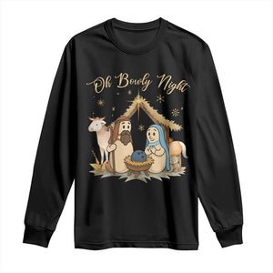 Funny Christmas Bowling Long Sleeve Shirt Oh Bowly Night Nativity Scene Bowling Pins TS11 Black Print Your Wear