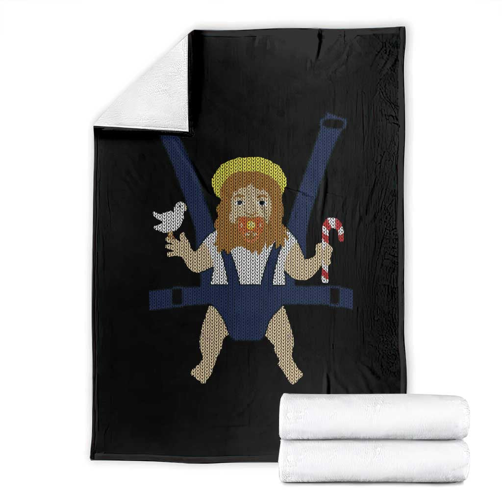 Funny Christmas Baby Jesus Throw Blanket Xmas Christian Little Boy TS11 Black Print Your Wear