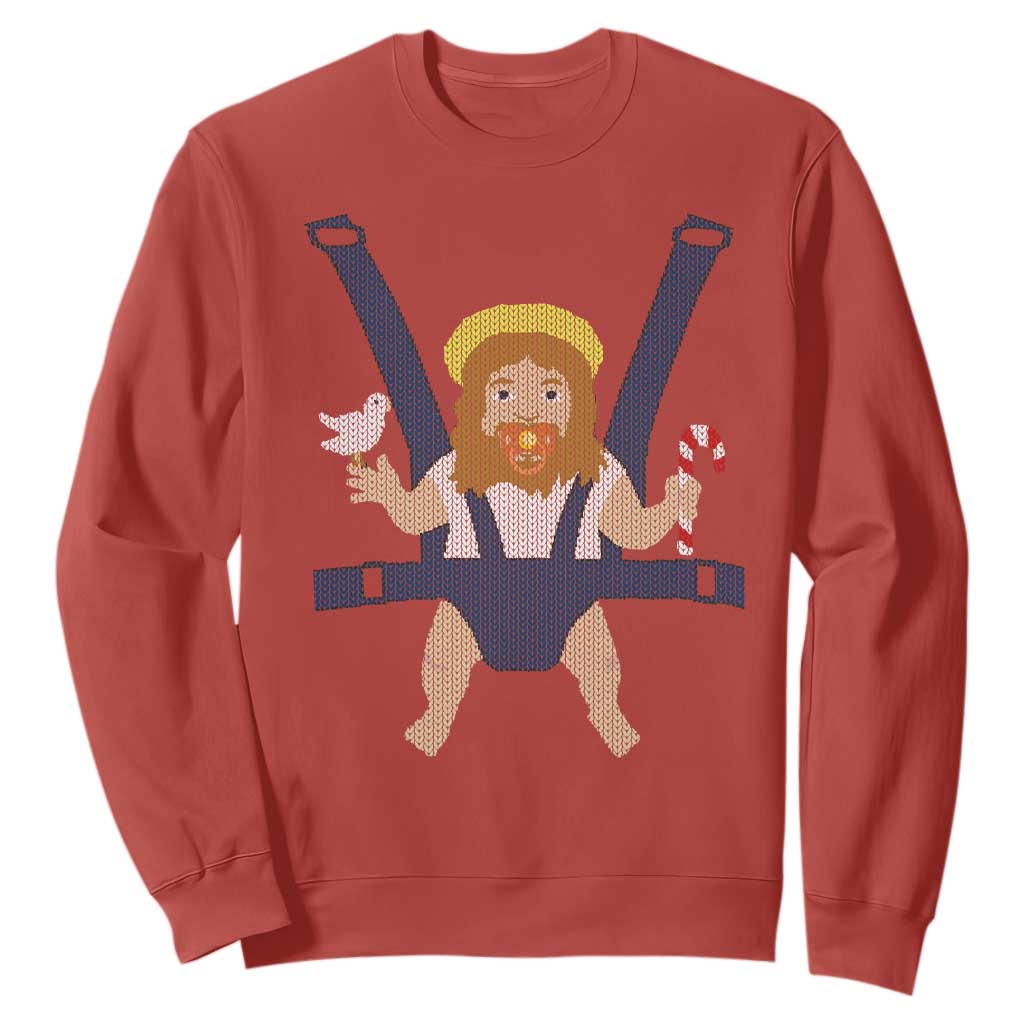 Funny Christmas Baby Jesus Sweatshirt Xmas Christian Little Boy TS11 Red Print Your Wear