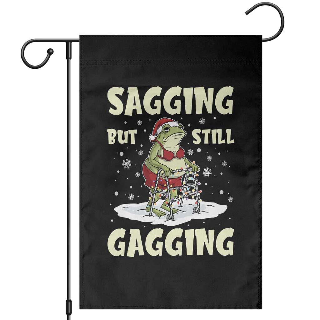Funny Sagging But Still Gagging Christmas Frog Garden Flag Funny Cringe Meme Gag Humor TS11 Black Print Your Wear