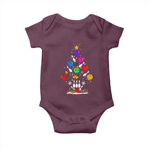 Funny Bowling Christmas Tree Lights Xmas Bowler Baby Onesie TS11 Maroon Print Your Wear