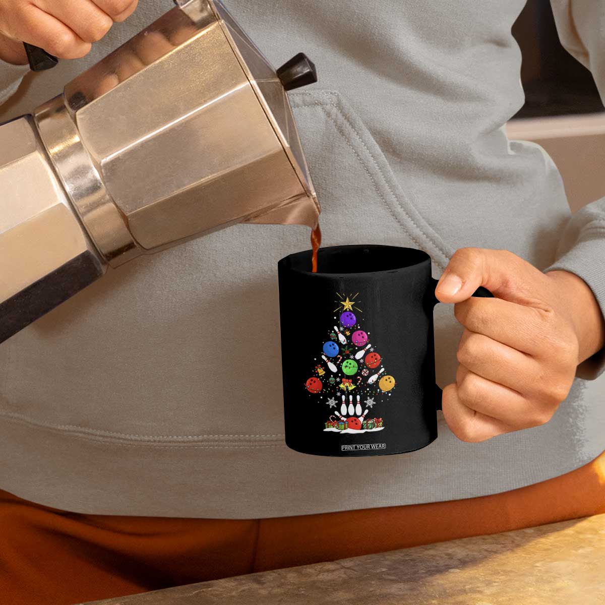 Funny Bowling Christmas Tree Lights Xmas Bowler Coffee Mug TS11 Print Your Wear