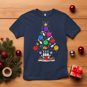 Funny Bowling Christmas Tree Lights Xmas Bowler T Shirt TS11 Navy Print Your Wear