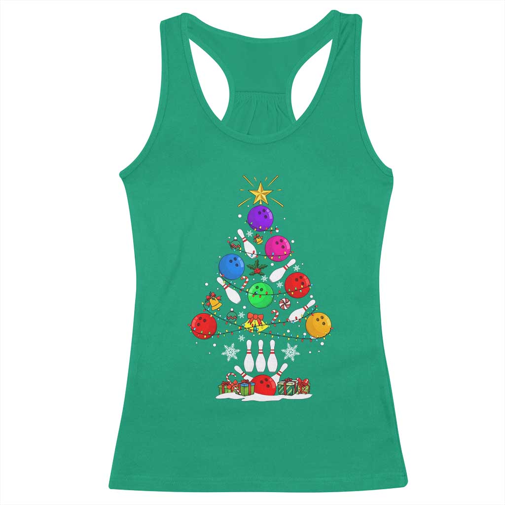 Funny Bowling Christmas Tree Lights Xmas Bowler Racerback Tank Top TS11 Irish Green Print Your Wear