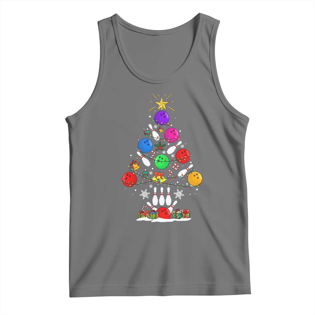 Funny Bowling Christmas Tree Lights Xmas Bowler Tank Top TS11 Black Heather Print Your Wear