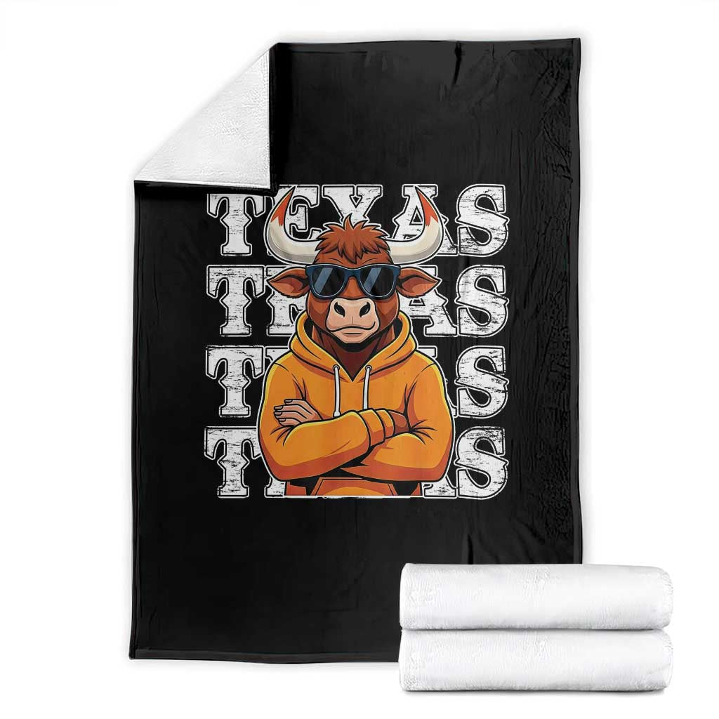TFL Football Lover Throw Blanket Vintage Orange Cow Sunglasses Game Day TS11 Black Print Your Wear