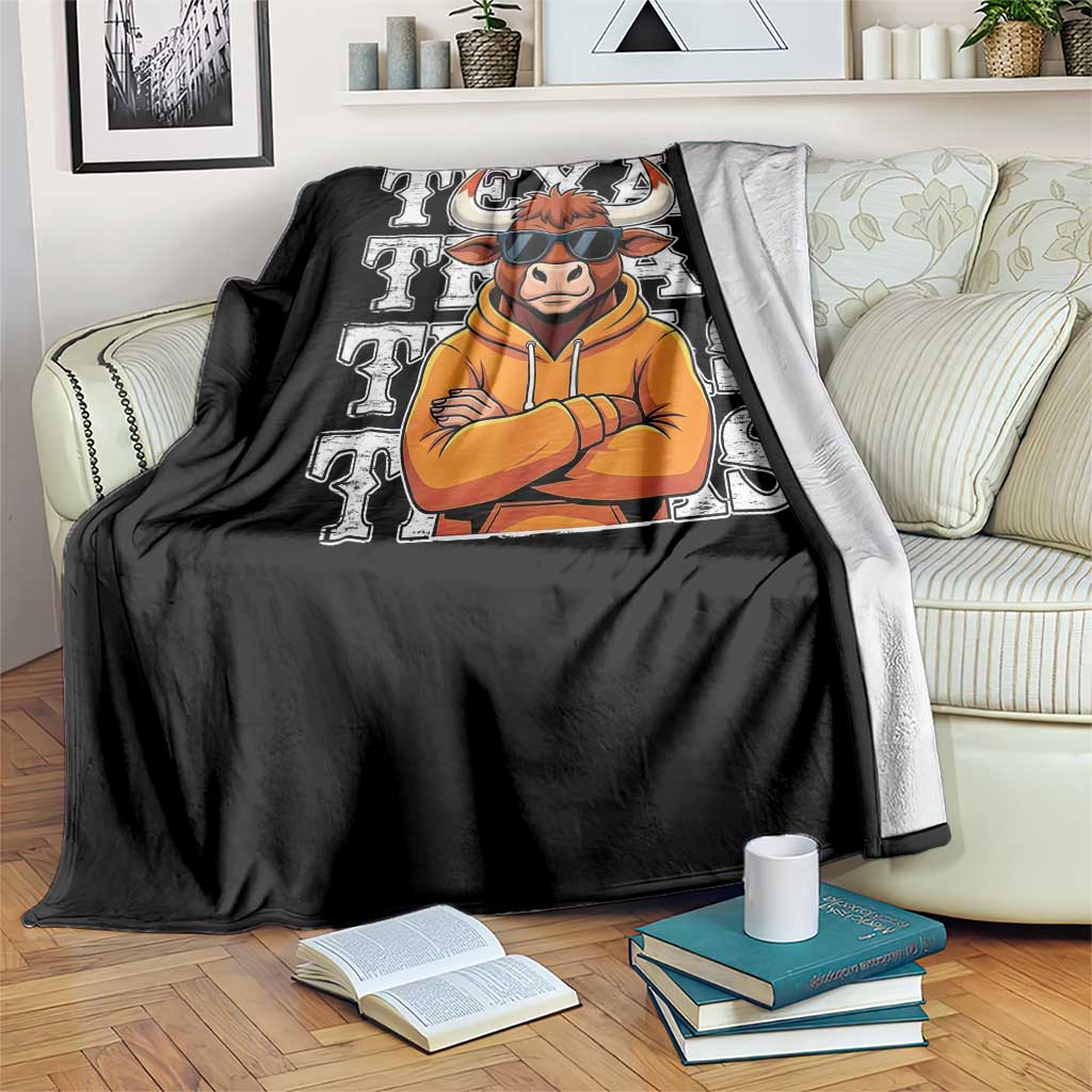 TFL Football Lover Throw Blanket Vintage Orange Cow Sunglasses Game Day TS11 Print Your Wear