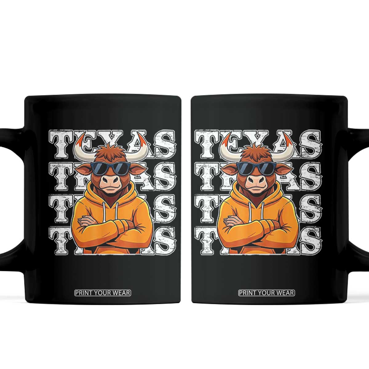 TFL Football Lover Coffee Mug Vintage Orange Cow Sunglasses Game Day TS11 Black Print Your Wear