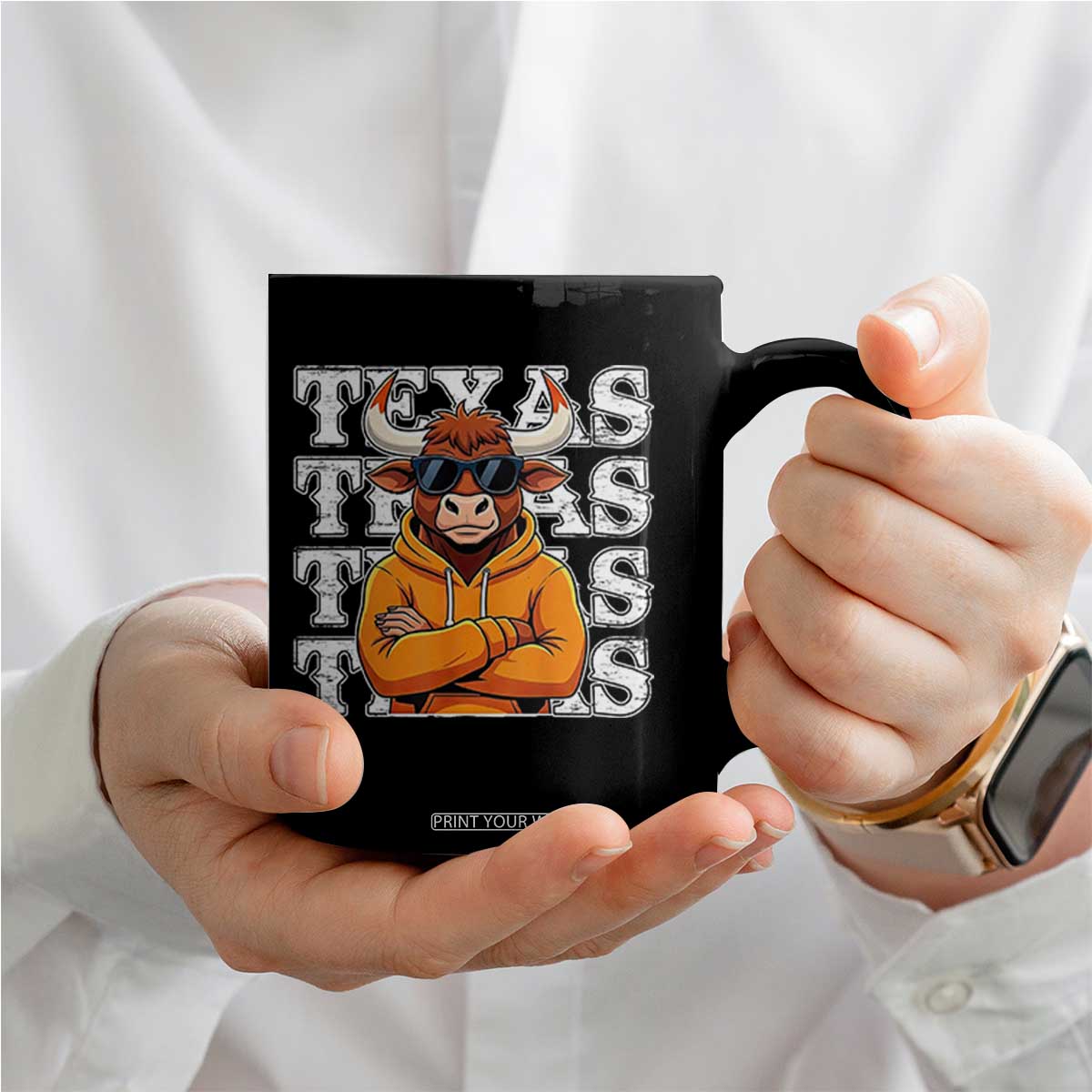 TFL Football Lover Coffee Mug Vintage Orange Cow Sunglasses Game Day TS11 Print Your Wear
