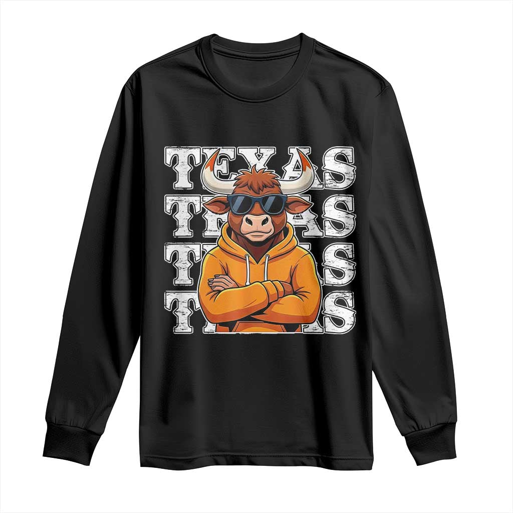 TFL Football Lover Long Sleeve Shirt Vintage Orange Cow Sunglasses Game Day TS11 Black Print Your Wear