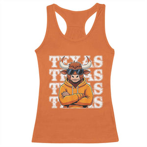 TFL Football Lover Racerback Tank Top Vintage Orange Cow Sunglasses Game Day TS11 Orange Print Your Wear
