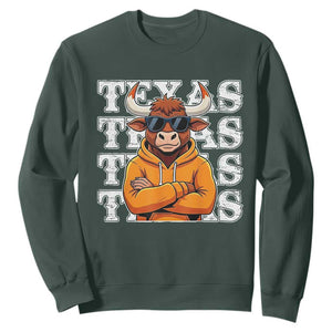 TFL Football Lover Sweatshirt Vintage Orange Cow Sunglasses Game Day TS11 Dark Forest Green Print Your Wear