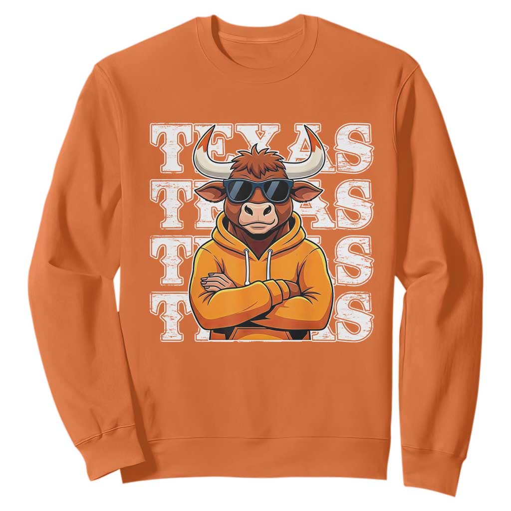 TFL Football Lover Sweatshirt Vintage Orange Cow Sunglasses Game Day TS11 Orange Print Your Wear