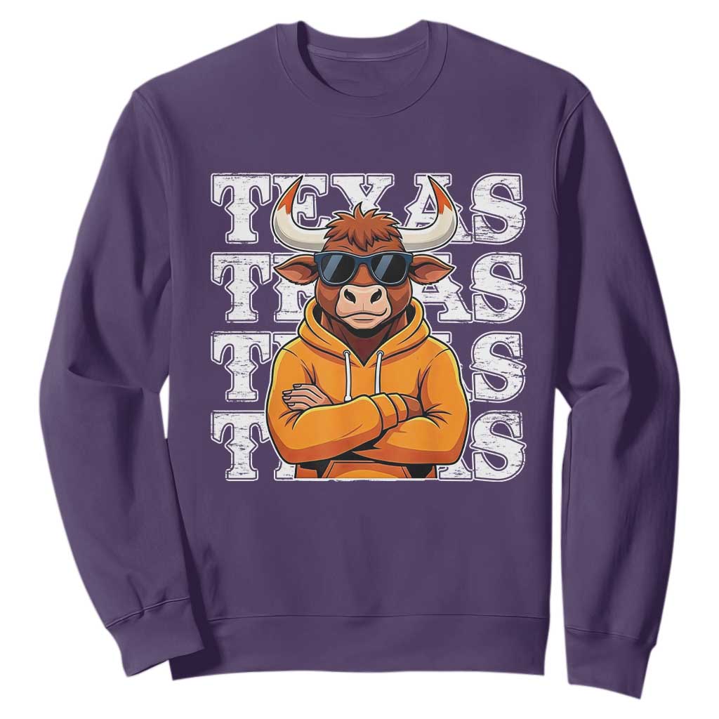 TFL Football Lover Sweatshirt Vintage Orange Cow Sunglasses Game Day TS11 Purple Print Your Wear