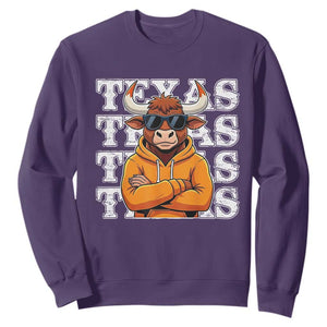 TFL Football Lover Sweatshirt Vintage Orange Cow Sunglasses Game Day TS11 Purple Print Your Wear