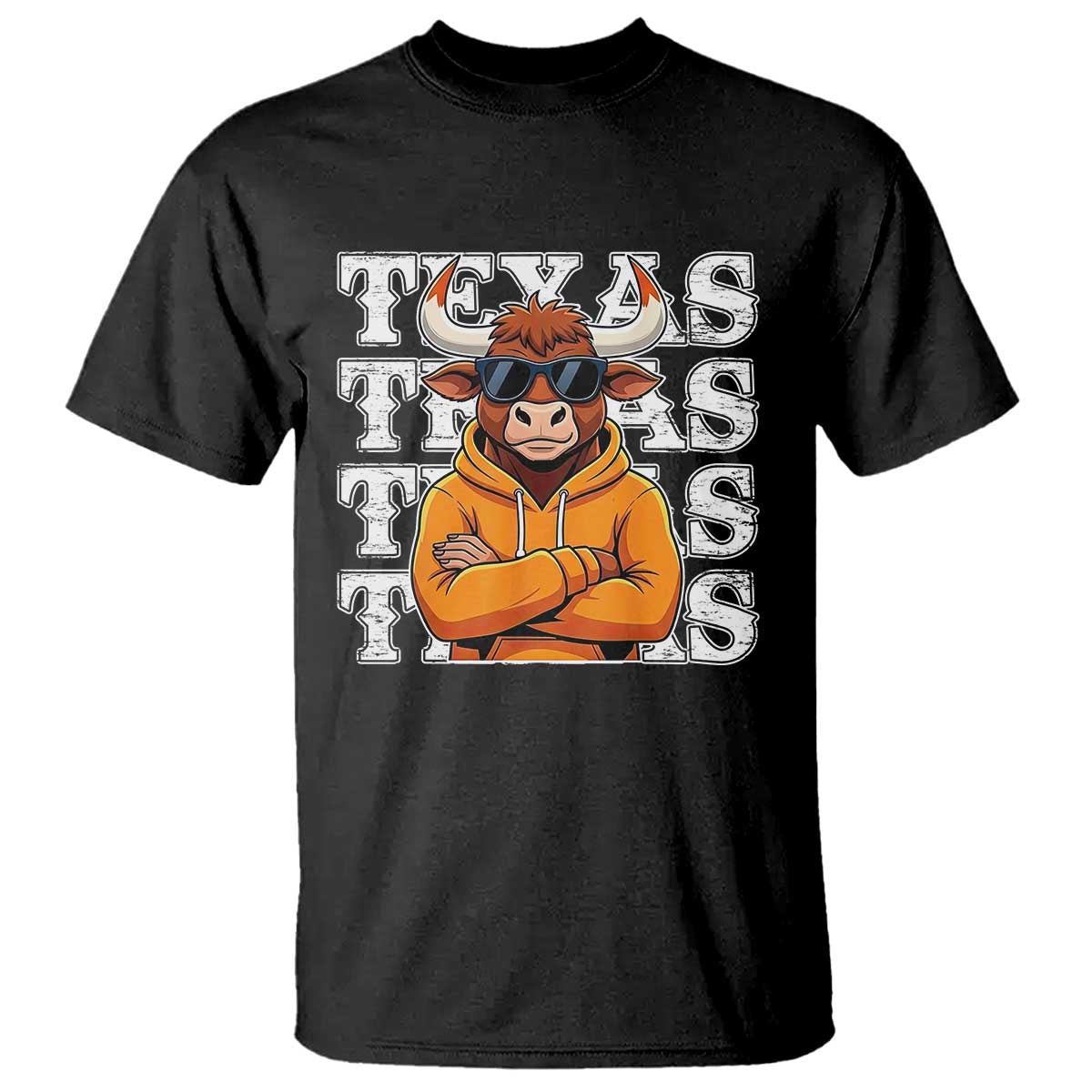 TFL Football Lover T Shirt Vintage Orange Cow Sunglasses Game Day TS11 Black Print Your Wear