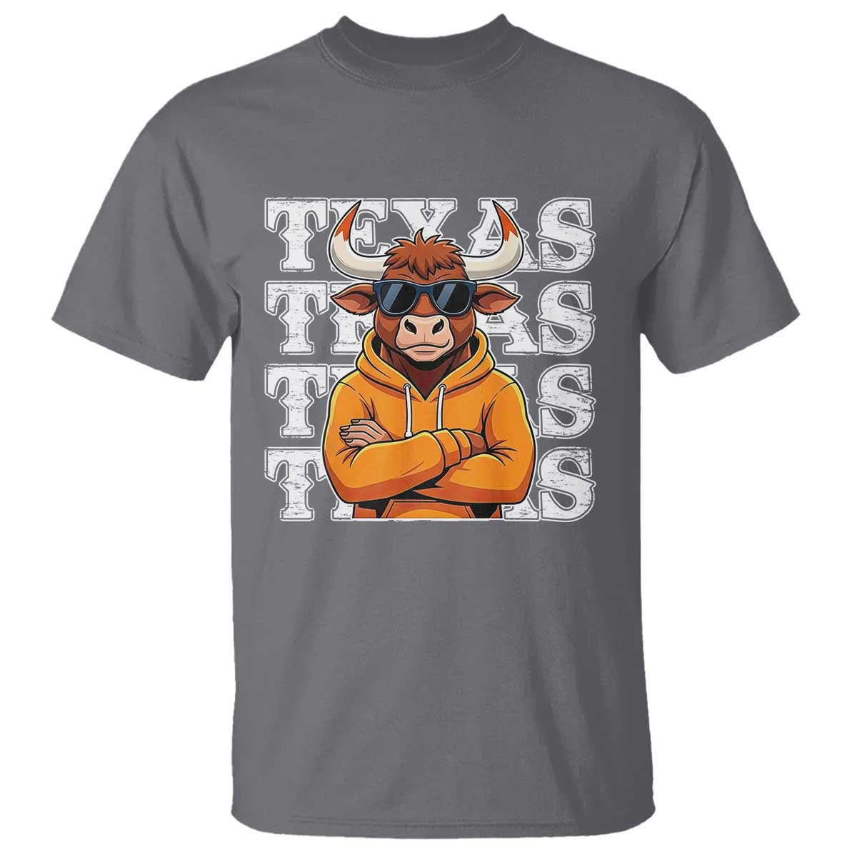 TFL Football Lover T Shirt Vintage Orange Cow Sunglasses Game Day TS11 Charcoal Print Your Wear
