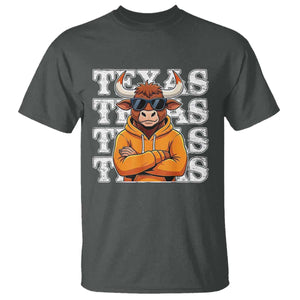 TFL Football Lover T Shirt Vintage Orange Cow Sunglasses Game Day TS11 Dark Heather Print Your Wear