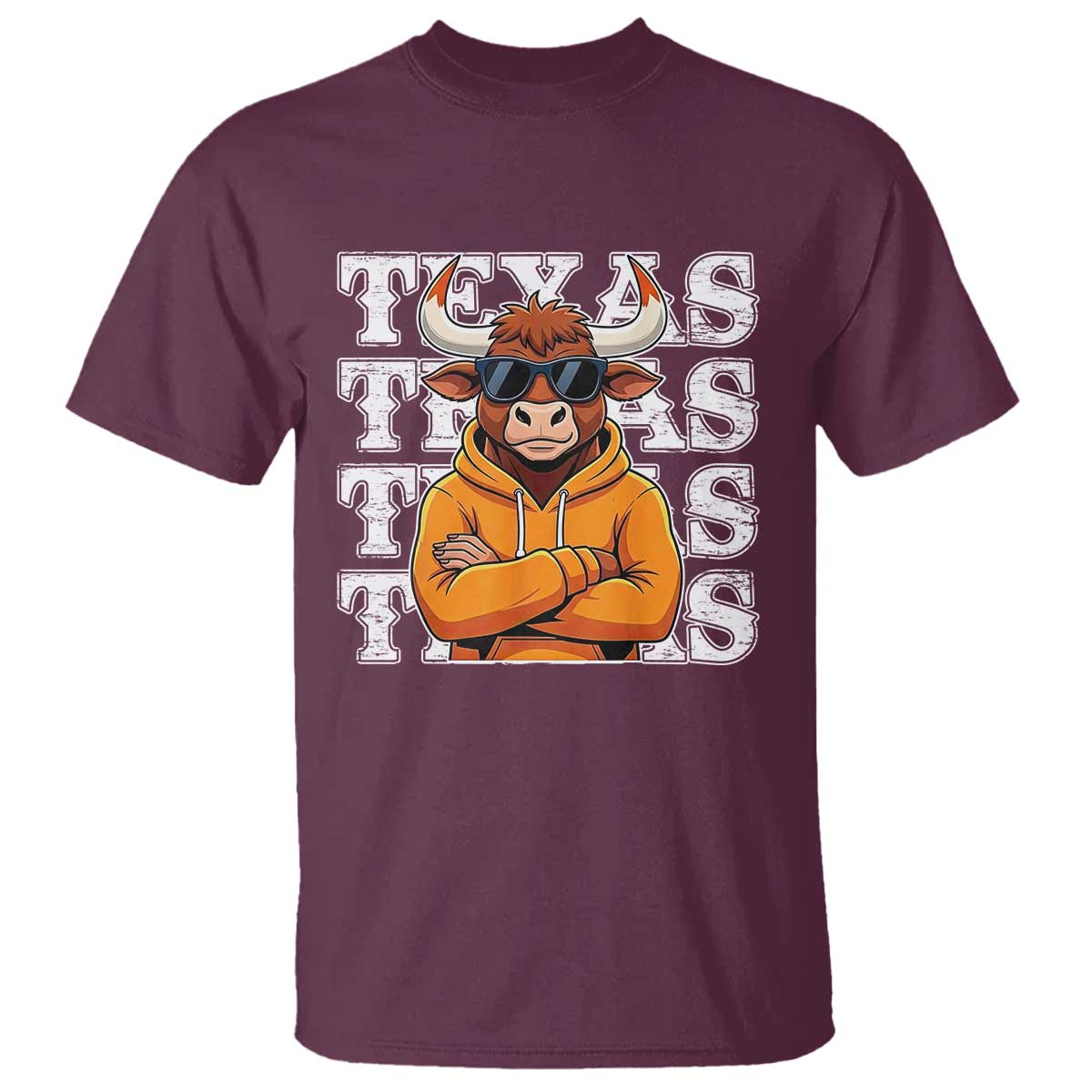 TFL Football Lover T Shirt Vintage Orange Cow Sunglasses Game Day TS11 Maroon Print Your Wear