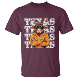 TFL Football Lover T Shirt Vintage Orange Cow Sunglasses Game Day TS11 Maroon Print Your Wear
