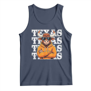 TFL Football Lover Tank Top Vintage Orange Cow Sunglasses Game Day TS11 Navy Print Your Wear