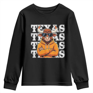 TFL Football Lover Youth Sweatshirt Vintage Orange Cow Sunglasses Game Day TS11 Black Print Your Wear