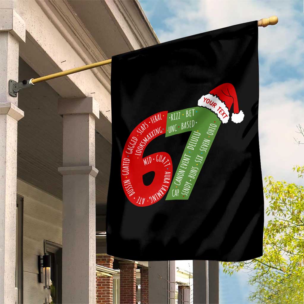 Personalized 67 Christmas Garden Flag Custom Text Rizz Aura Farming Six Seven Meme Gen Alpha TS11 Print Your Wear