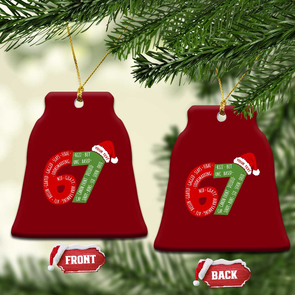 Personalized 67 Christmas Ceramic Ornament Custom Text Rizz Aura Farming Six Seven Meme Gen Alpha TS11 Print Your Wear