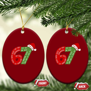 Personalized 67 Christmas Ceramic Ornament Custom Text Rizz Aura Farming Six Seven Meme Gen Alpha TS11 Print Your Wear