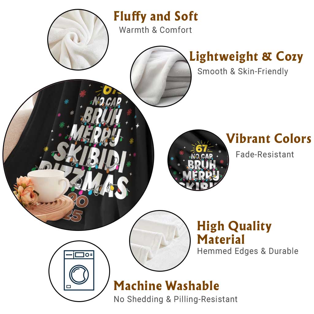 Funny Christmas Six Seven Meme Throw Blanket 67 No Cap Bruh Merry Skibidi Rizzmas 2025 TS11 Print Your Wear