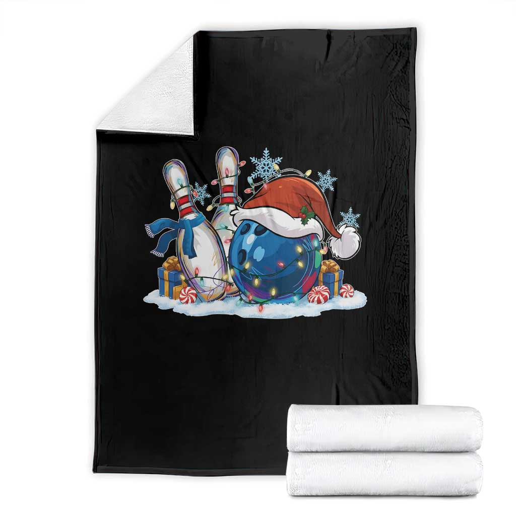 Funny Christmas Bowling Santa Hat Xmas Bowler Throw Blanket TS11 Black Print Your Wear
