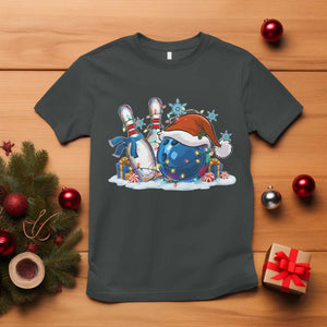 Funny Christmas Bowling Santa Hat Xmas Bowler T Shirt TS11 Dark Heather Print Your Wear