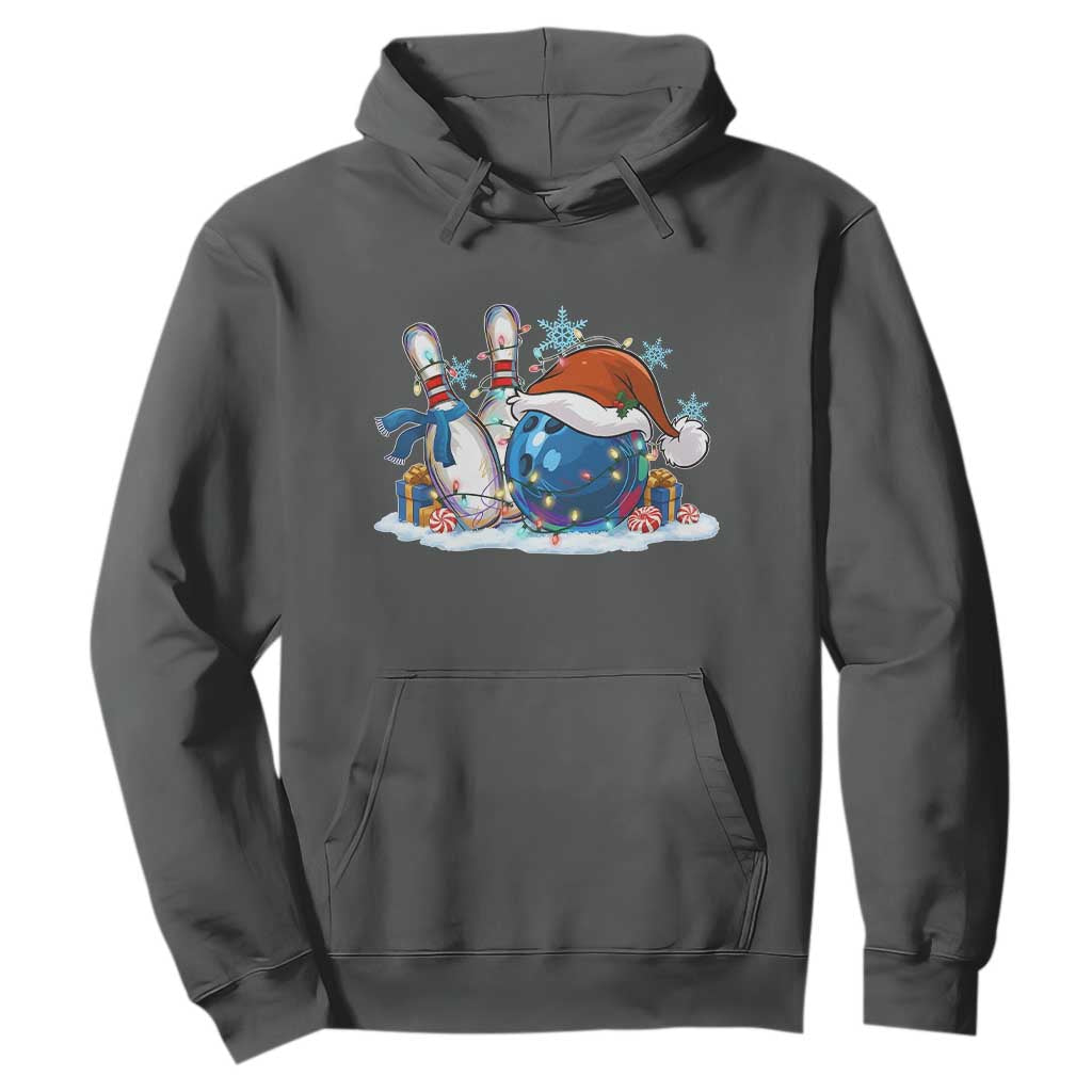 Funny Christmas Bowling Santa Hat Xmas Bowler Hoodie TS11 Dark Heather Print Your Wear