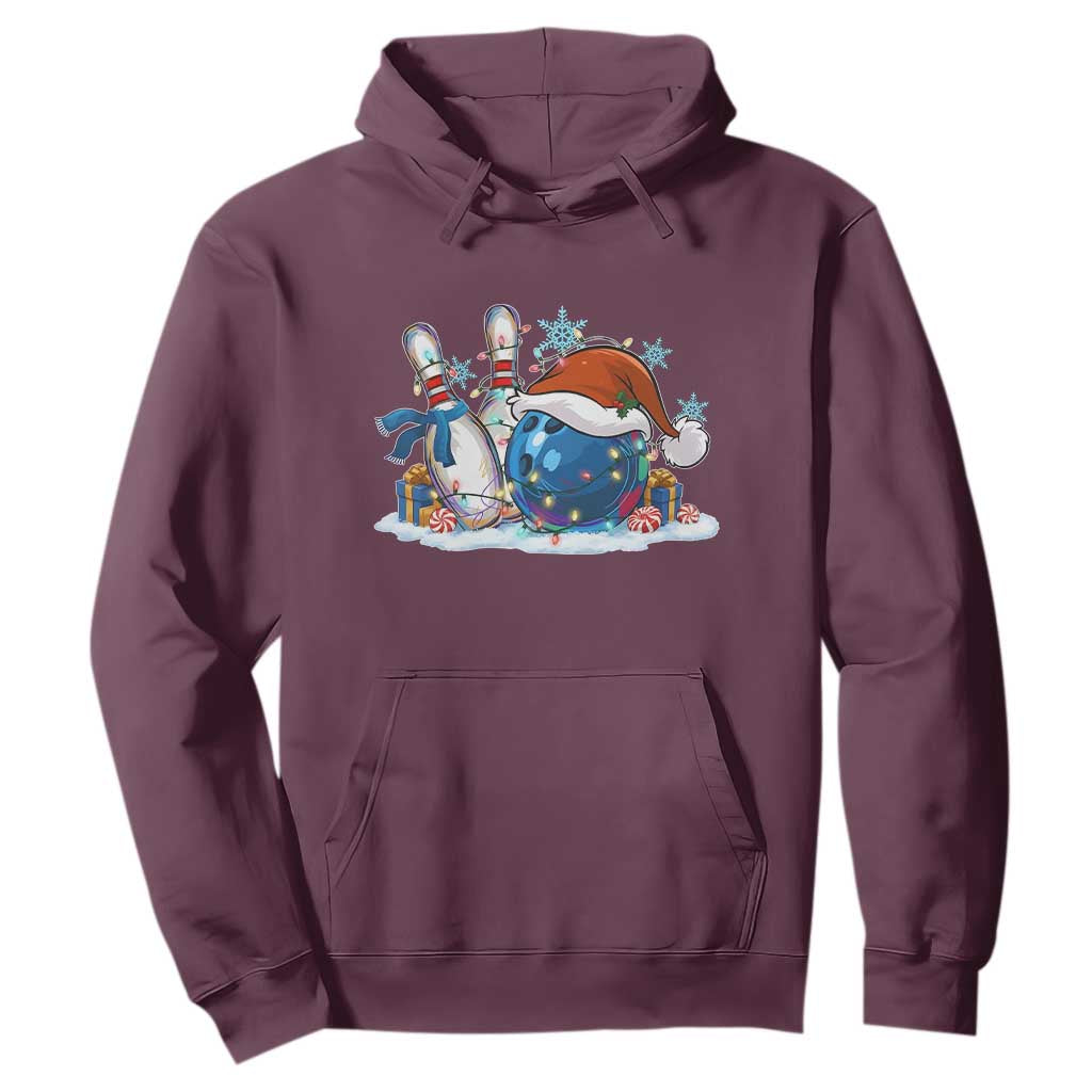Funny Christmas Bowling Santa Hat Xmas Bowler Hoodie TS11 Maroon Print Your Wear