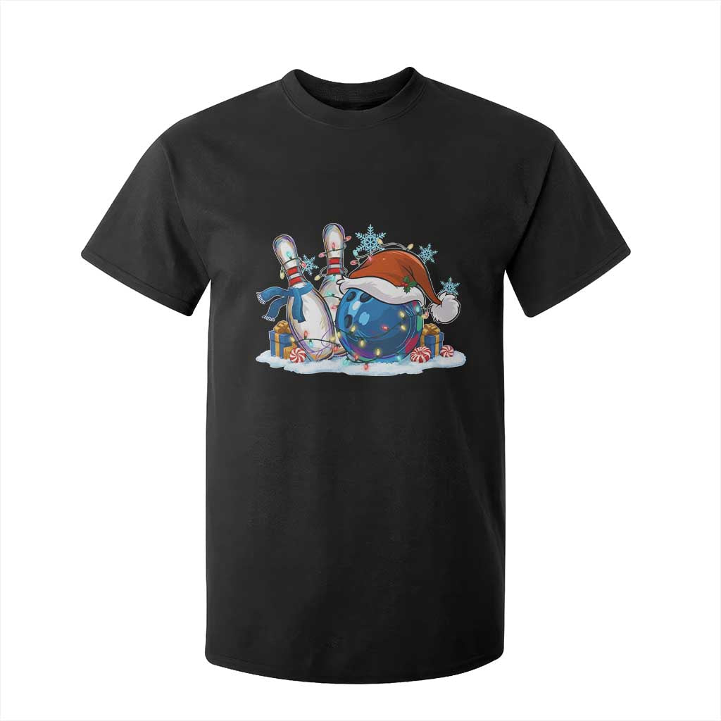 Funny Christmas Bowling Santa Hat Xmas Bowler T Shirt For Kid TS11 Black Print Your Wear