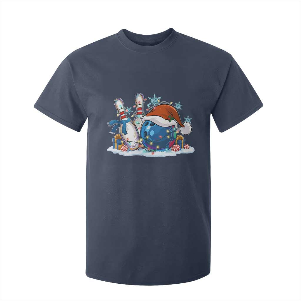 Funny Christmas Bowling Santa Hat Xmas Bowler T Shirt For Kid TS11 Navy Print Your Wear