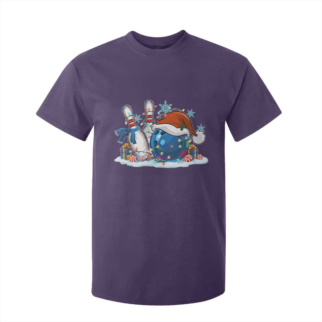 Funny Christmas Bowling Santa Hat Xmas Bowler T Shirt For Kid TS11 Purple Print Your Wear