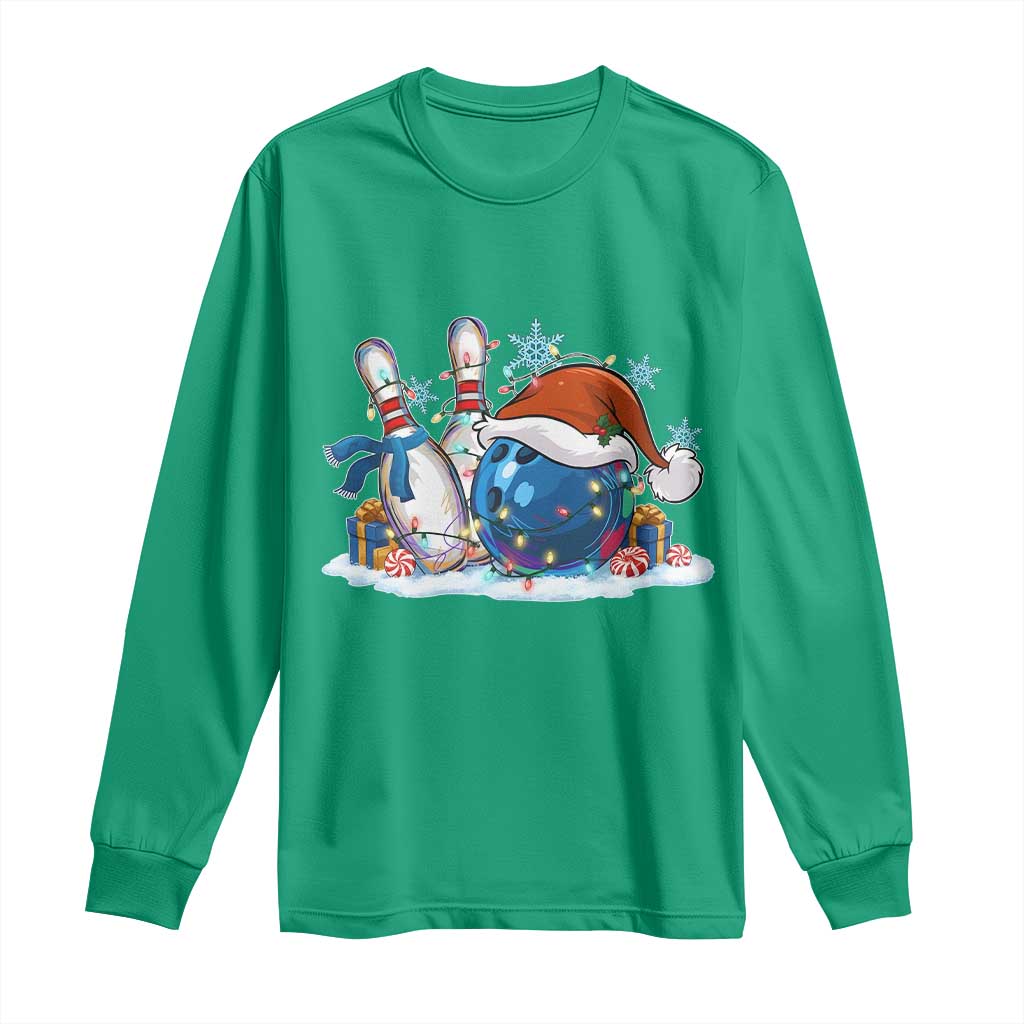 Funny Christmas Bowling Santa Hat Xmas Bowler Long Sleeve Shirt TS11 Irish Green Print Your Wear
